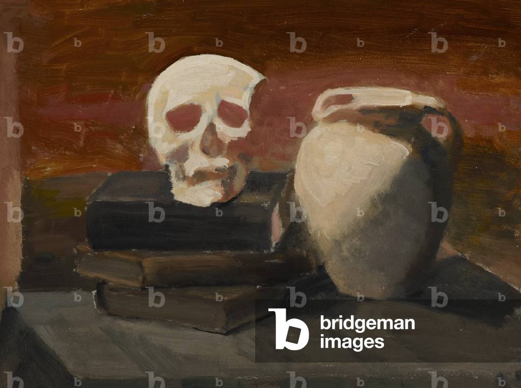 Still Life with Skull (oil on board)