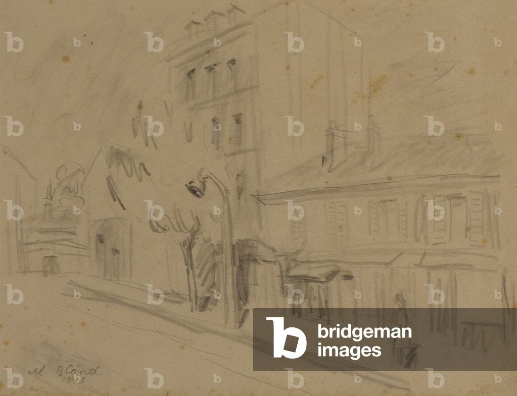 Parisian Street Scene, 1945 (pencil on paper)