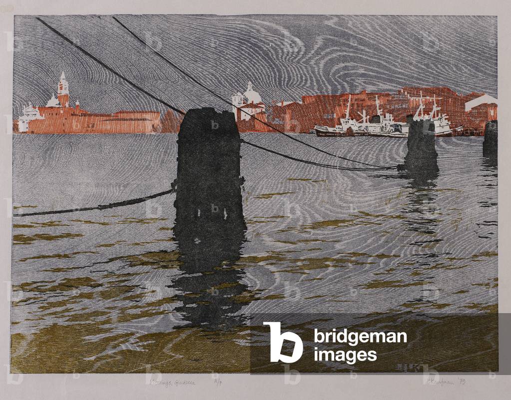 Moorings, Giudecca, 1979 (woodcut)