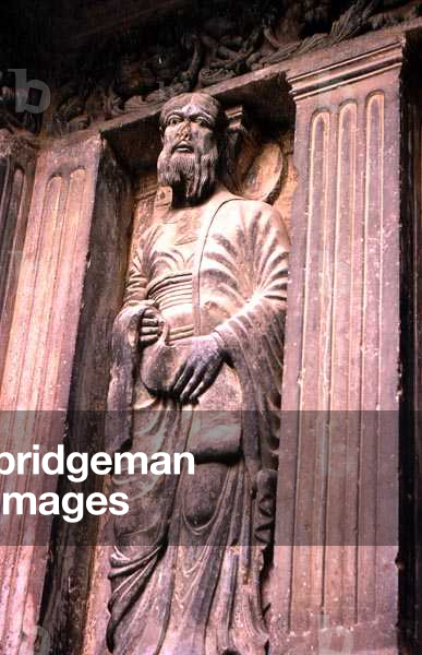 Relief sculpture of an apostle on the facade of St. Gilles Abbey, 12th century (stone)