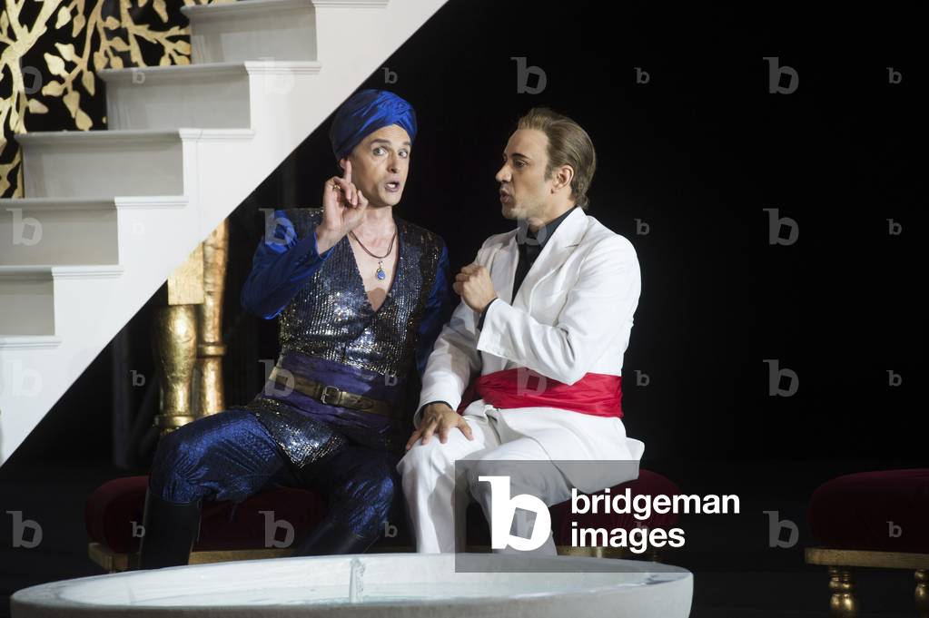 Quirijn de Lang as Nustafa and Luciano Botelho as Lindoro performing in L'Italiana in Algeri at Garsington Opera