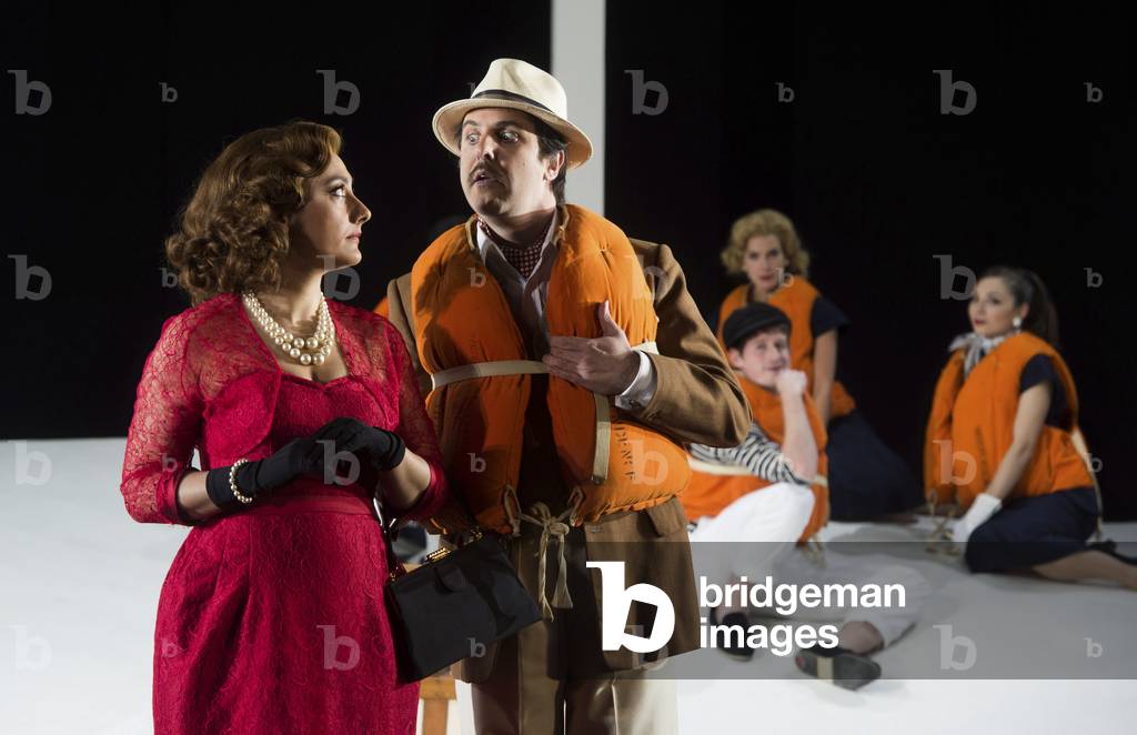 Ezgi Kutlu as Isabella the Italina Girl  and Ricardo Novaro as her Taddeo performing in L'Italiana in Algeri at Garsington Opera