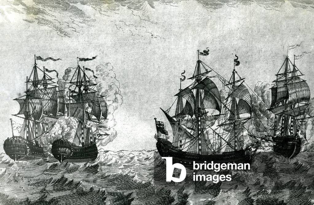 Le Maure approaching the Ruby: The Achilles fighting the Royal Oak (engraving)