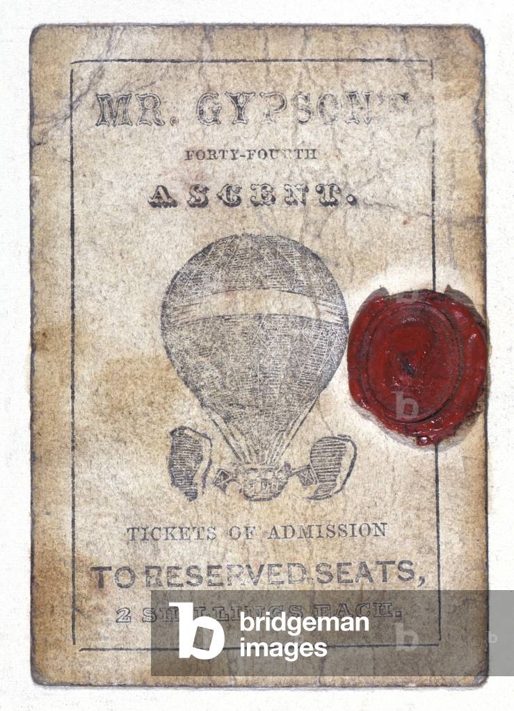 Two shilling ticket for reserved seats at 'Mr Gypson's Fourty-Fourth Ascent', 1 October 1841 (print)