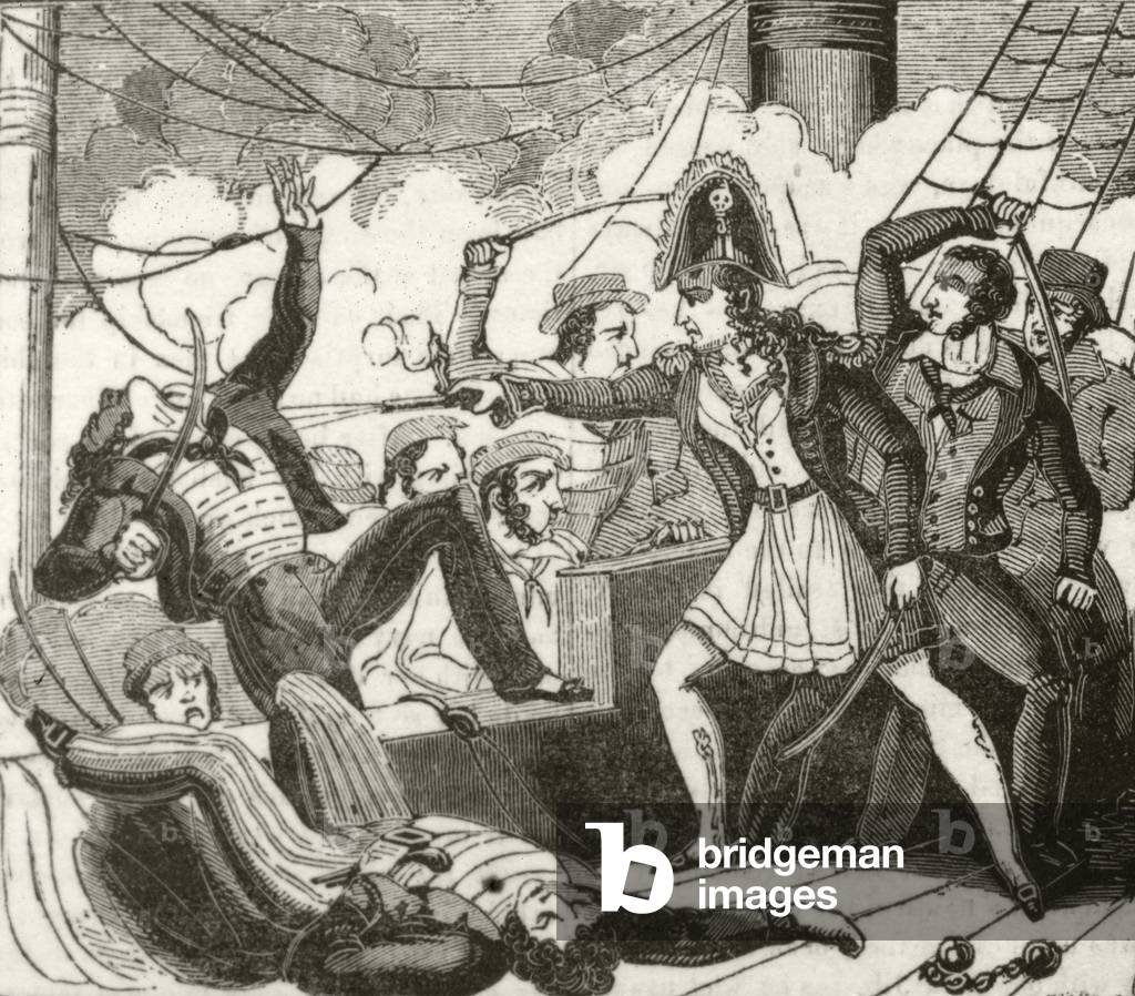 'The female pirate boarding the English ship 'Lizard'', c.1836