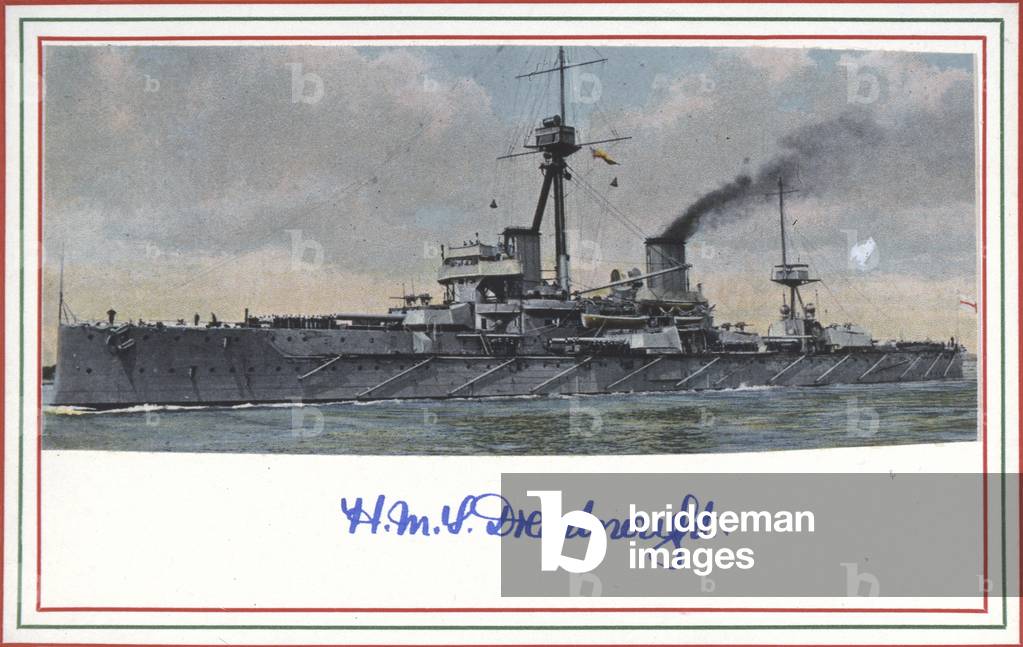 Postcard of HMS Dreadnought, early 20th century (print)