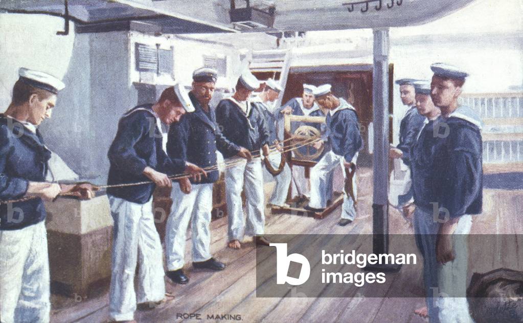 'Rope Making', Royal Navy Postcard, early 20th century (print)