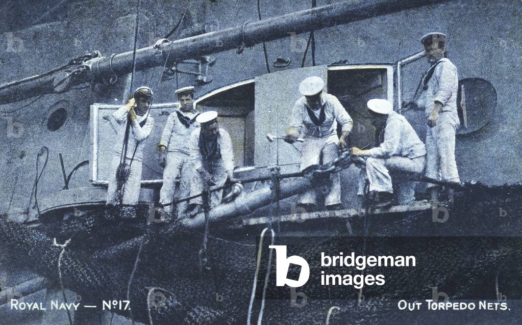 'Our Torpedo Nets', Royal Navy postcard, early 20th century (print)