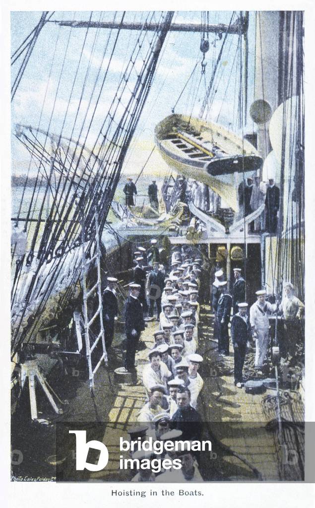 'Hoisting in the Boats', Royal Navy postcard (print)