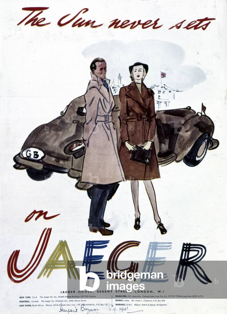 Jaeger Advertisement published in Harper's Bazaar, September 1941 (colour litho)