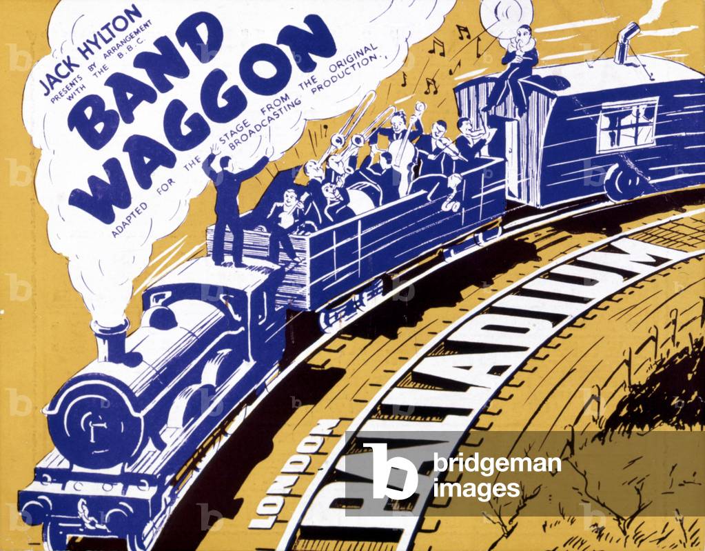 Poster for the London Palladium theatre adaptation of the BBC radio production of Band Waggon, c.1940