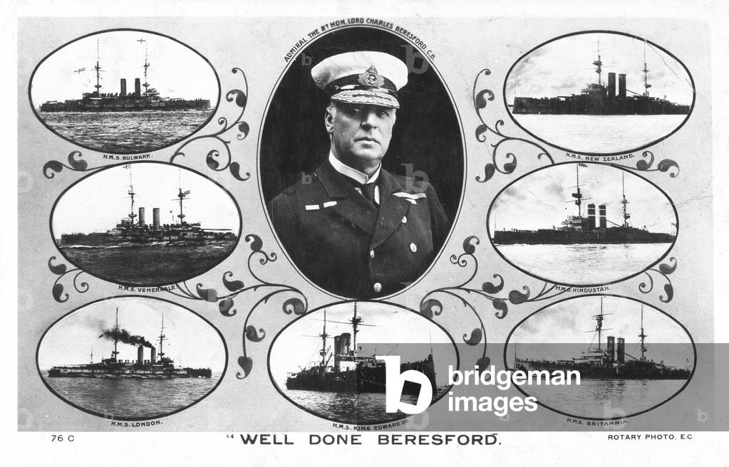 'Well Done Beresford', Royal Navy postcard, early 20th century (print)