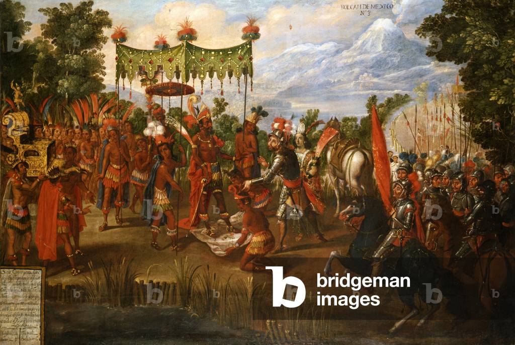 Hernan Cortes meets Emperor Moctezuma