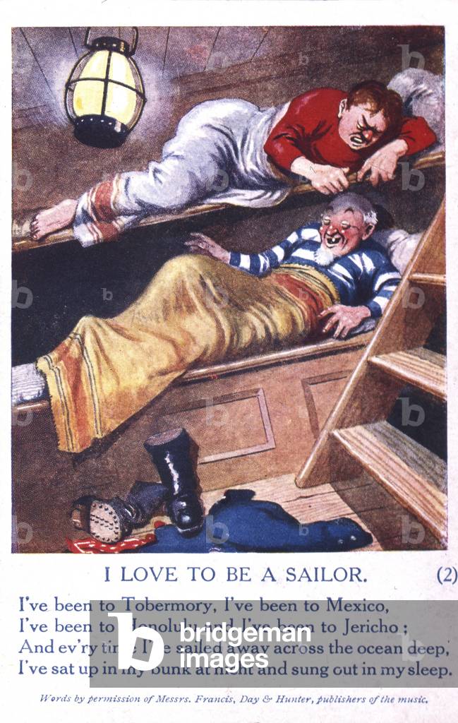 'I Love to Be a Sailor' postcard, early 20th century (print)