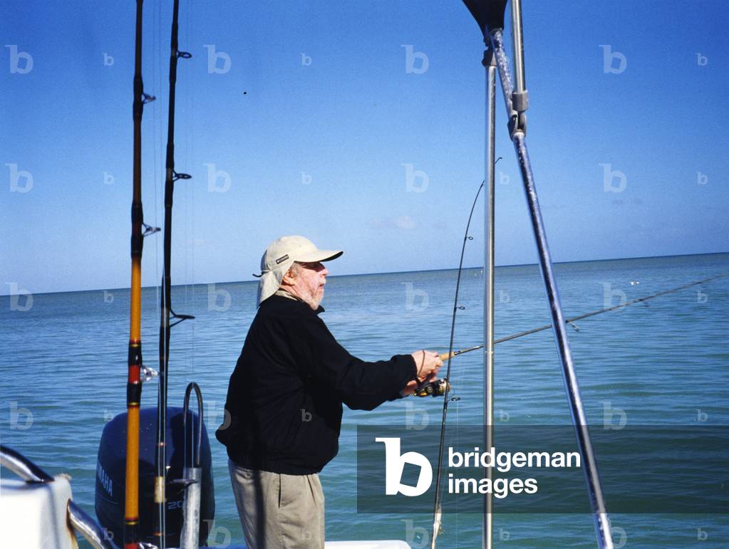 Harrison Birtwistle fishing, 2002 (photo)