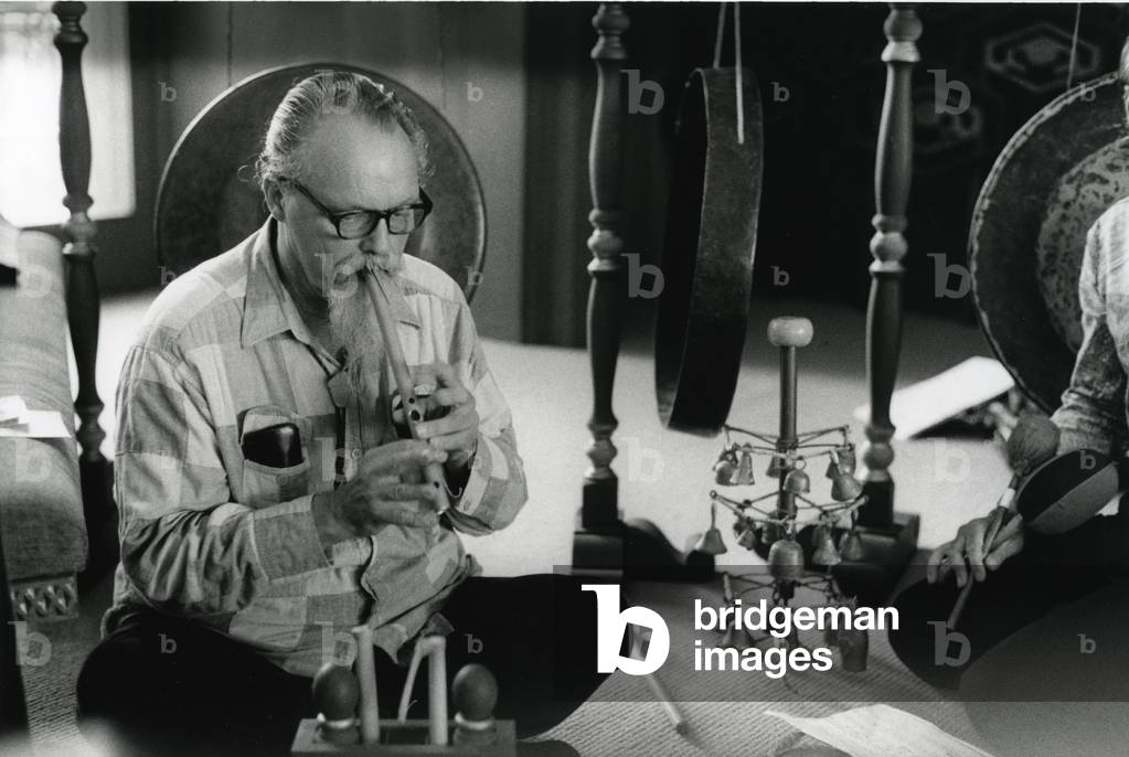 Lou Harrison playing, 1978 (photo)