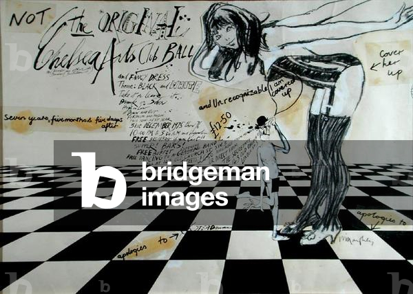 'Not The Original Chelsea Arts Club Ball' (pen & ink and charcoal and collage on paper)