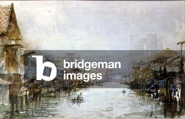 Khlong Sen Seb Canal, Bangkok, 1992 (w/c on paper)
