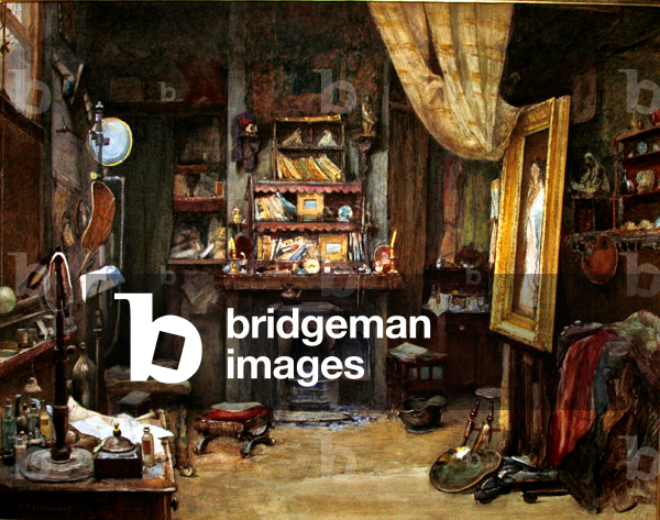 The Artist's Studio (w/c with bodycolour on paper)