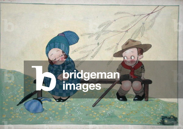 'Be Prepared!', design for a Greetings Card, 1926 (pen and ink, w/c & bodycolour on paper)