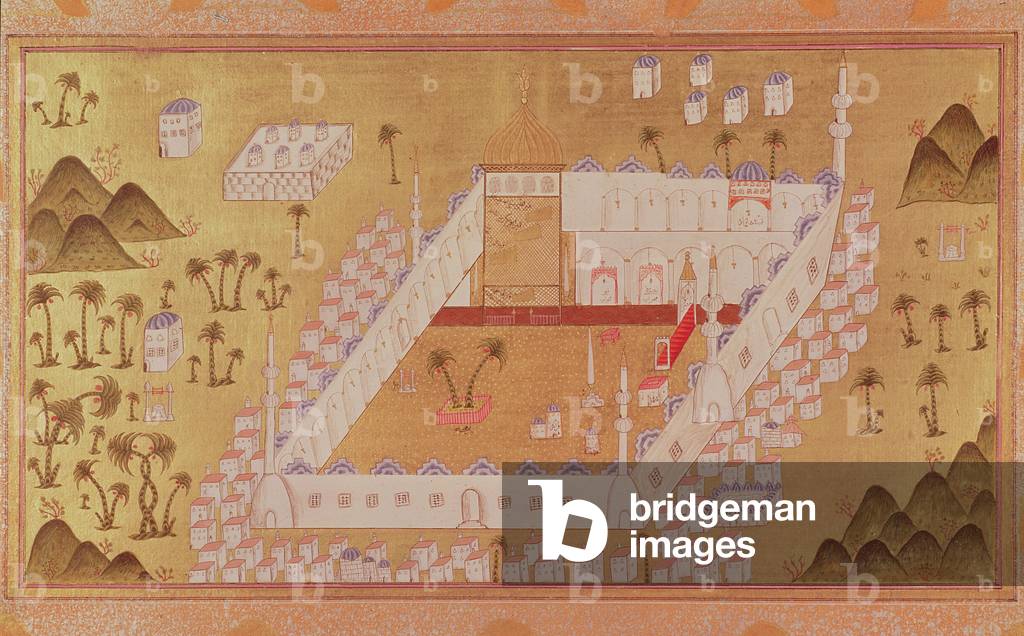MS 447 View of Medina and mosque of the Prophet Muhammad (opaque pigments on paper)