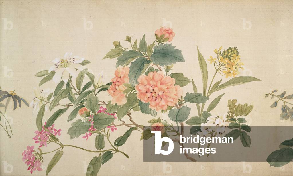 Flowers, (painting, hanging scroll)