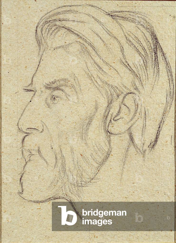 Portrait of Robert Seymour Bridges (1844-1930) Poet Laureate (pencil on paper)