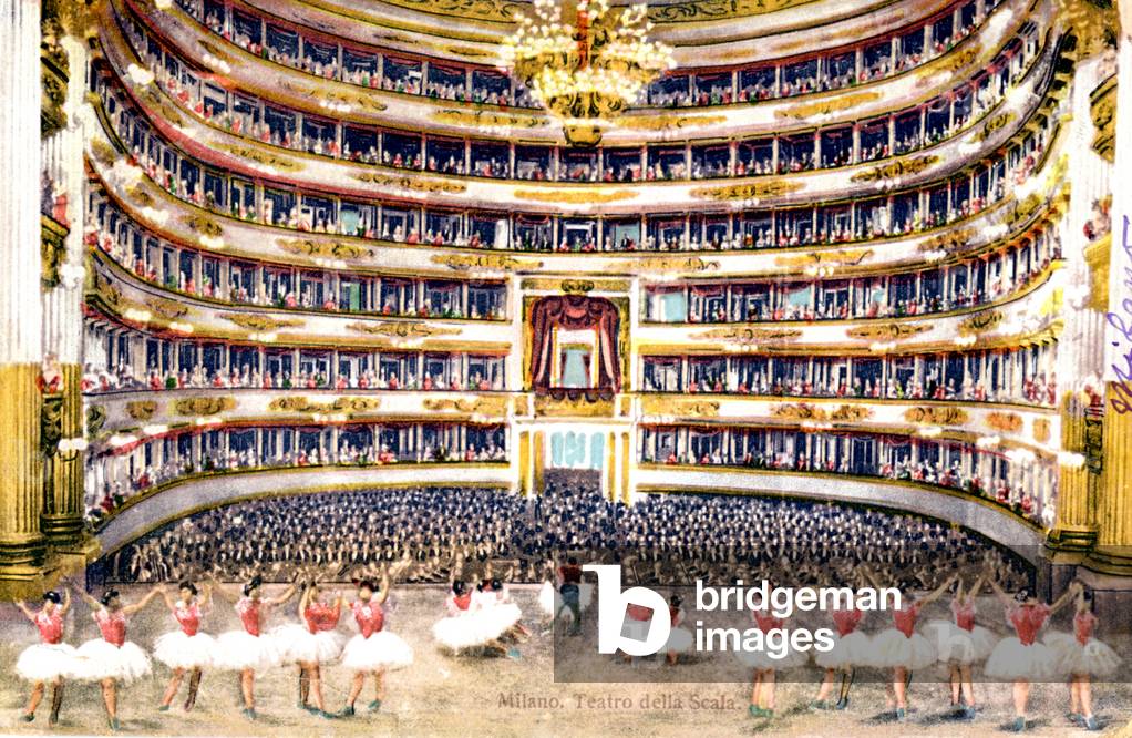 view of the Scala opera in Milan c. 1920, postcard