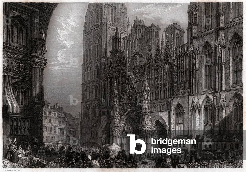 Cathedrale of Rouen. (engraving, ca. 1850)