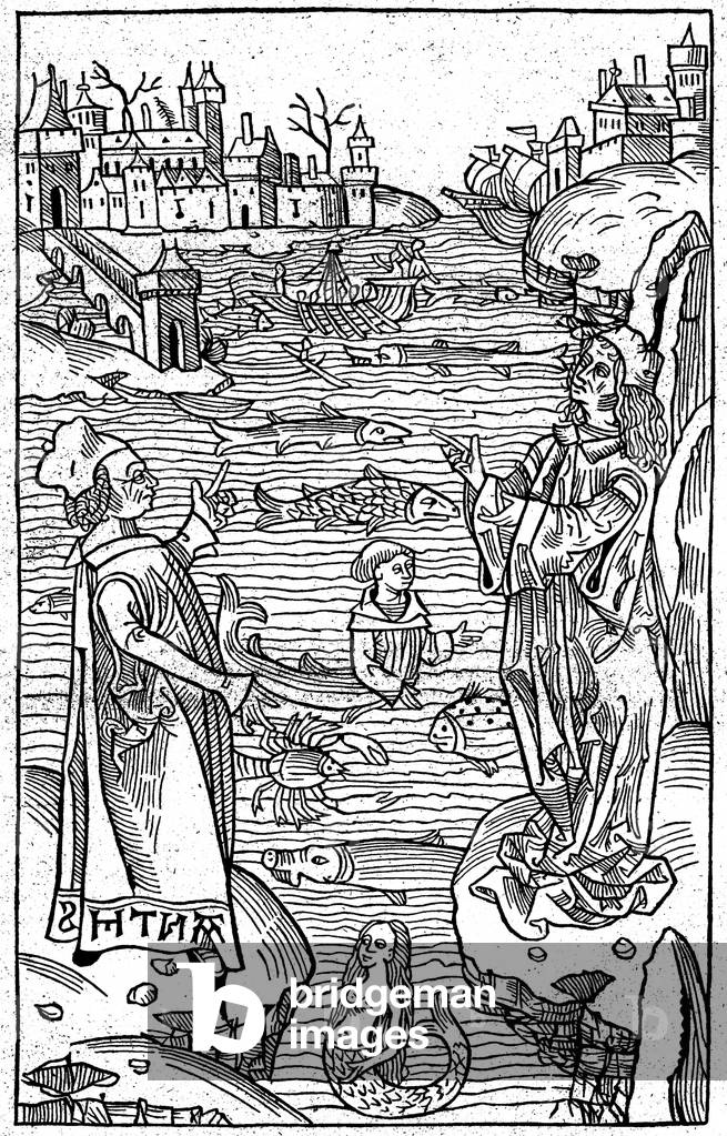 Marine animals and monsters, 1491 (engraving)