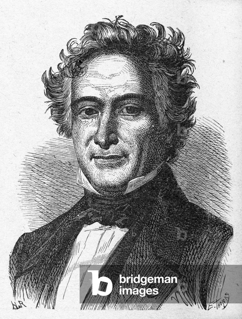 Science. The french chemist Michel Eugene Chevreul. Engraving in: Grands hommes et grands faits de l'industrie, France, c.1880 (engraving)