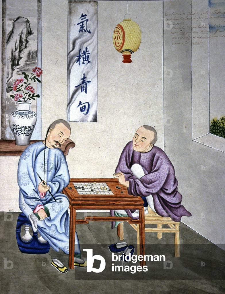 Chinese playing Go game,  c. 1870-1890 (gouache)