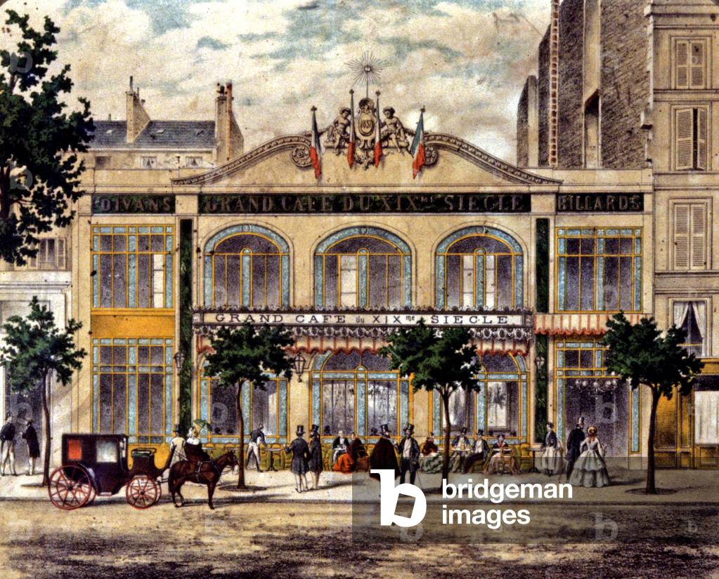 Facade of the Grand Cafe du XIXeme Siecle, c.1850 (litho)