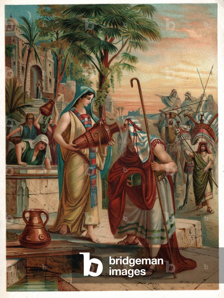 Rebecca at the well. (litho, circa 1900)