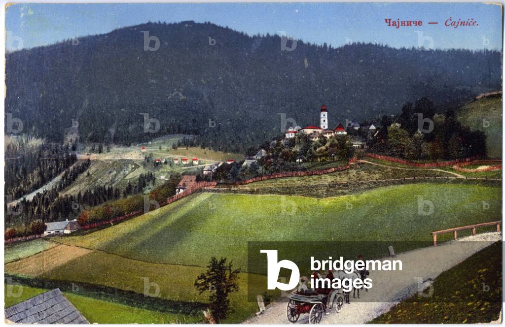 Geography. Bosnia. Landscape at Cajnice. Postcard, Serbia, c.1910 (postcard)