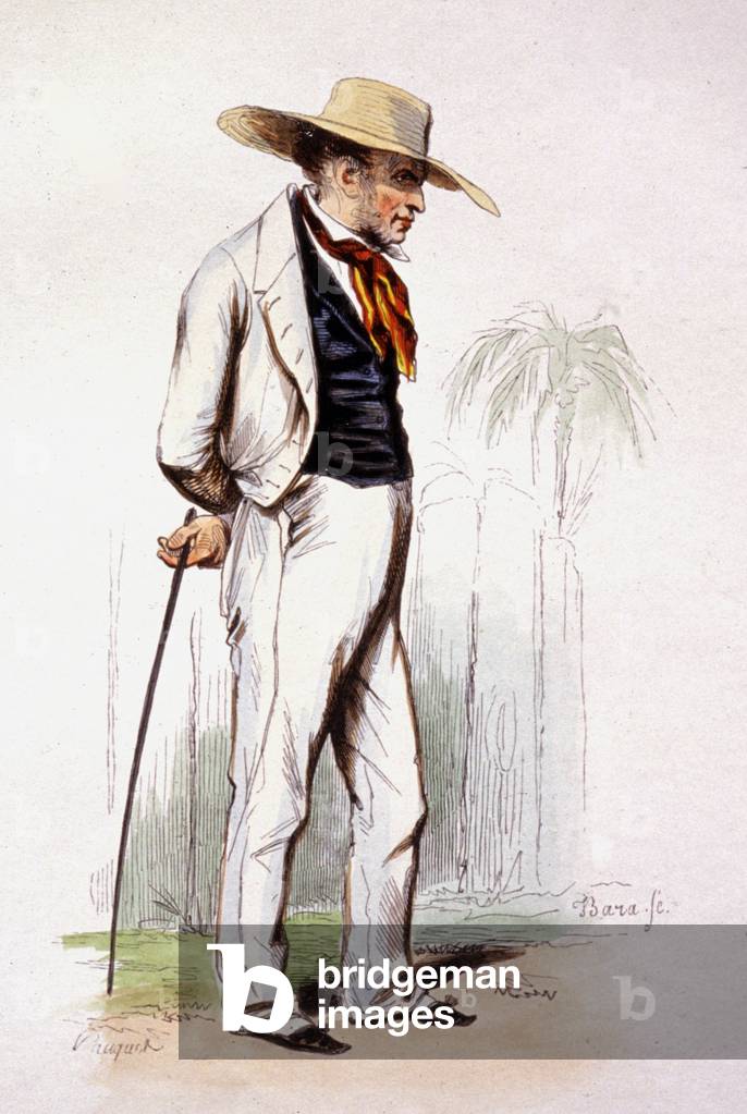 The creole of Cayenne, French Guiana, c.1850 (engraving)