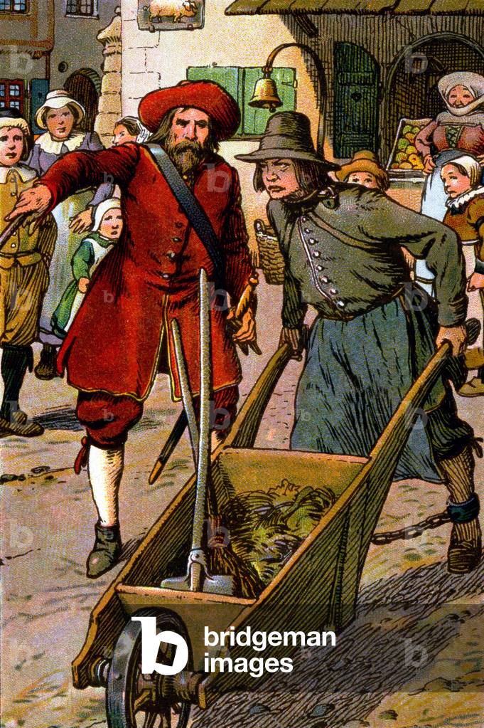 Community service: steet cleaning, c.1900 (postcard)