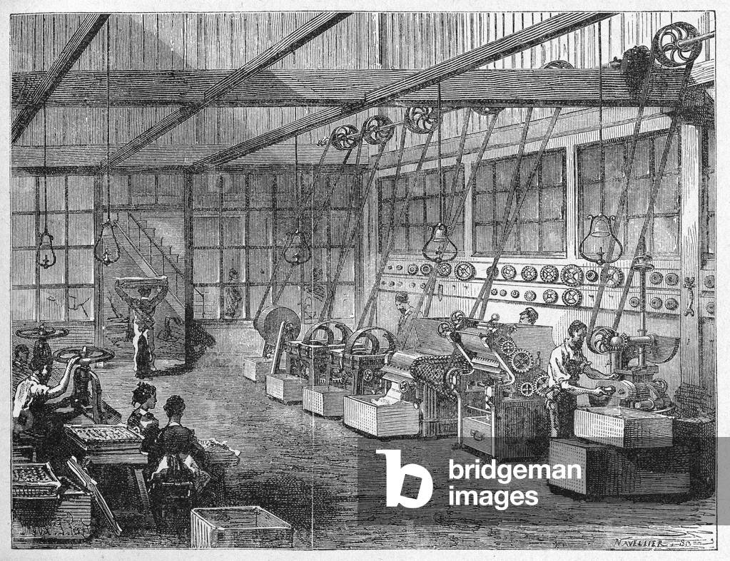 Science. Soap making: workshop. Engraving in: Grands hommes et grands faits de l'industrie, France, c.1880 (engraving)