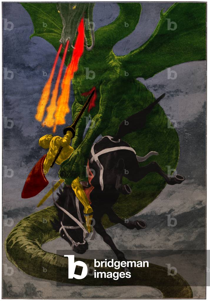 Knight and dragon, 1922