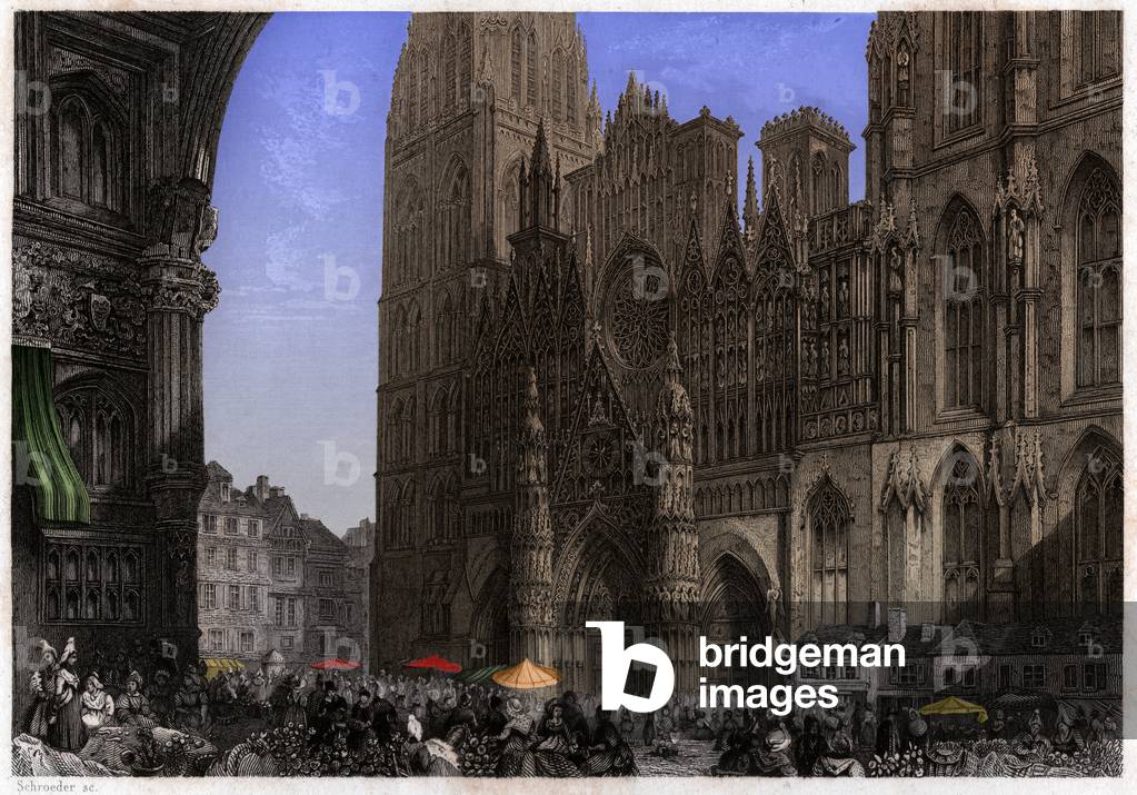 Cathedrale of Rouen. (engraving, ca. 1850)
