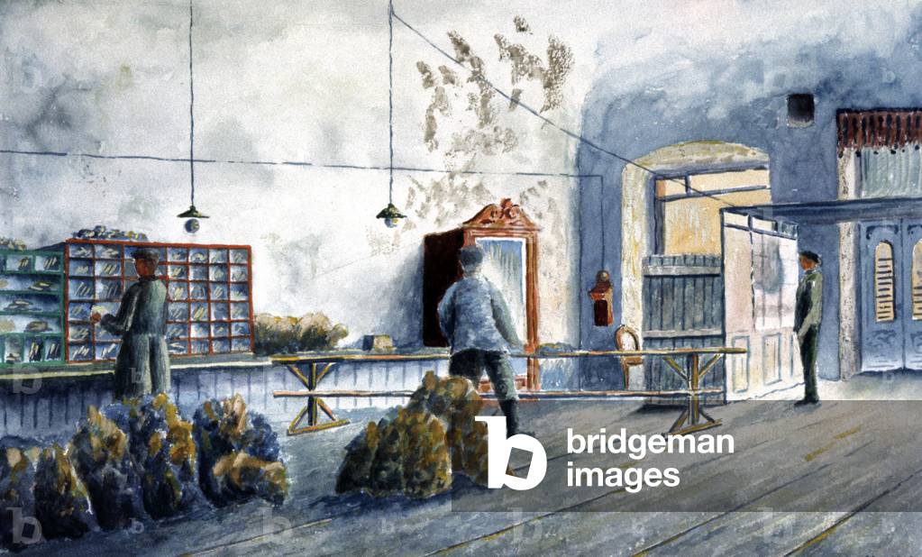 Sorting mail at the post office, Germany 1918 (illustration)