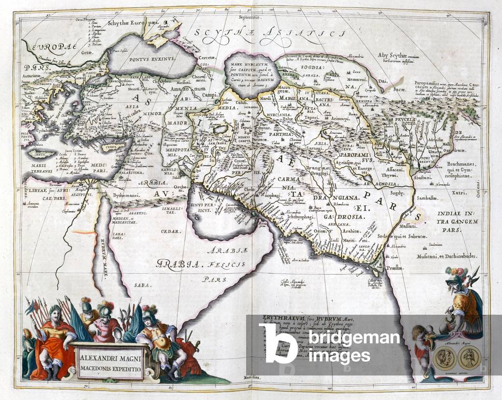 History. Ancient Greece. The travels of Alexander the Great. Engraving in : Le theatre du monde, atlas by G, Blaeu, Amsterdam, 1645 (engraving)