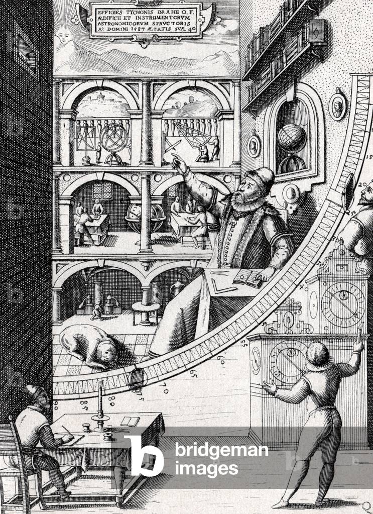 Tycho Brahe in his observatory, c1880 (engraving)