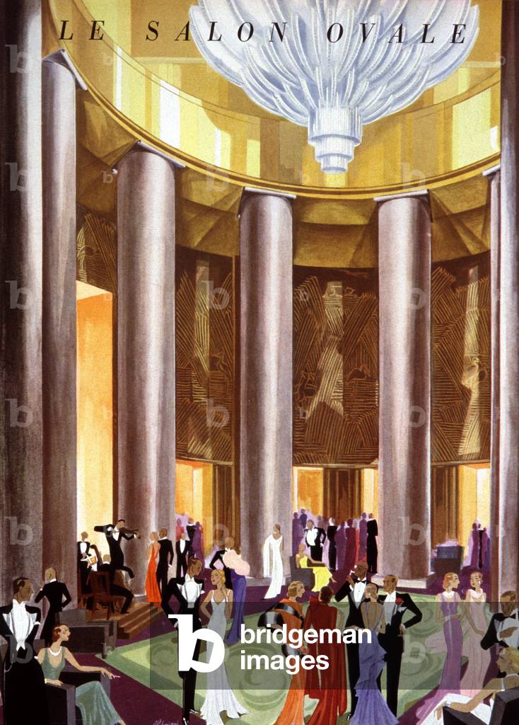 The Atlantic liner's oval salon, 19th century (illustration)