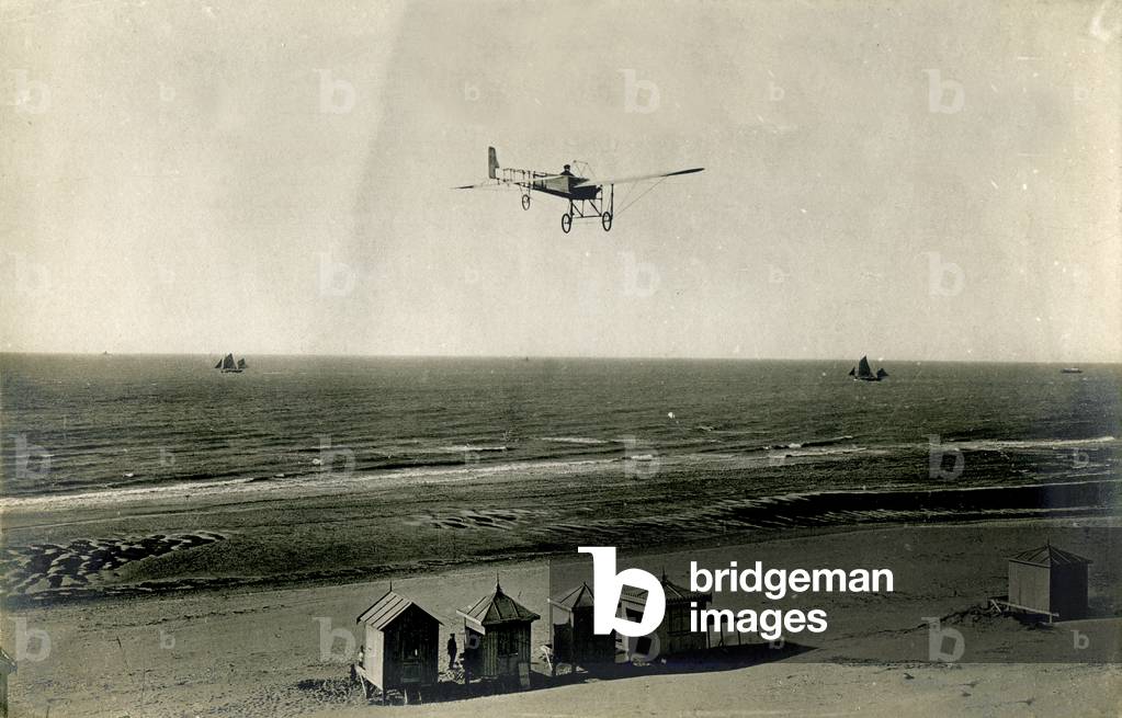 Transport. Aviation. Crossing of the English Channel by plane by Louis Bleriot, July, 25, 1909: start from Calais. Photo, France, 1909.