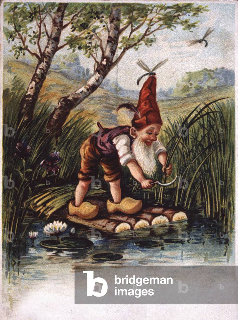 Dwarf cutting from the reed by a pond, 1902 (postcard)