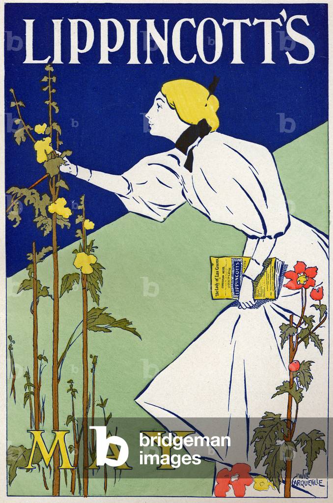 Literature. Lippincott's Monthly Magazine, literary newspaper. Poster by Will Carqueville, USA, c.1890 (poster)
