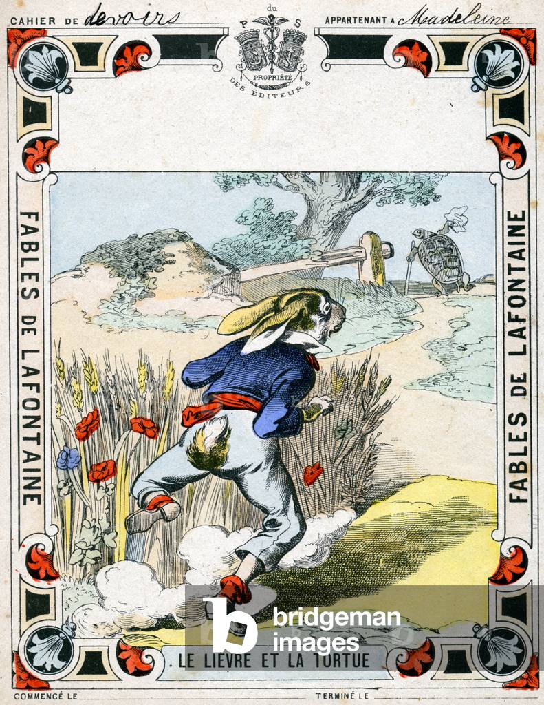 The hare and the turtle, late 19th century (illustration)