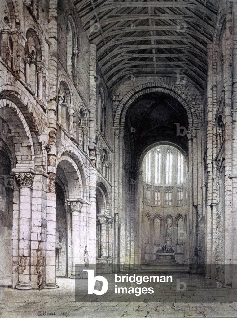 Interior of the Abbey Church of Mount Saint Michel, 1847 (engraving)