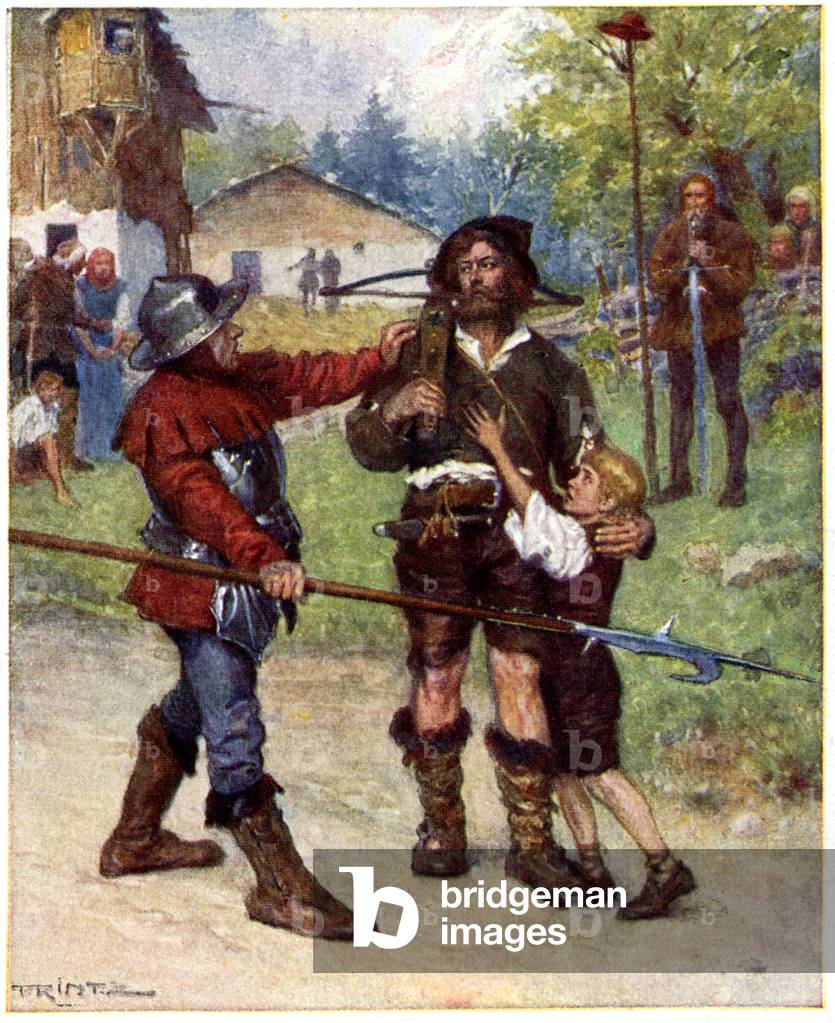 Music. William Tell. Illustration by Printz in: William Tell (1829), opera by Gioachino Rossini (inspired by the play: Wilhelm Tell, by Friedrich von Schiller), Austria, c.1905 Coll. Part. (postcard)